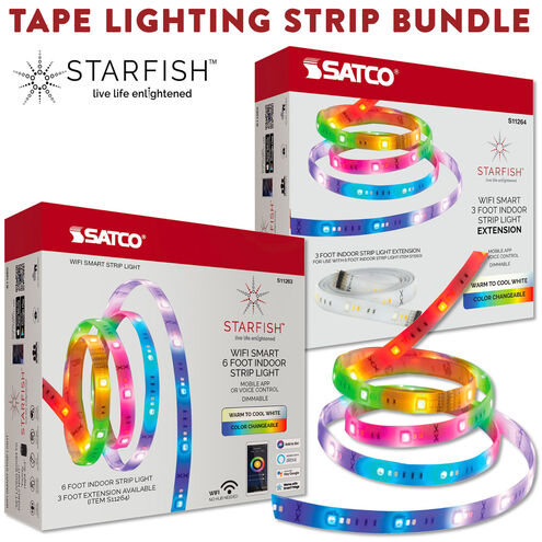 Starfish White Lighting Accessories - Bundle, Contains: (1) 6 ft Indoor Tape and (1) 3ft Indoor Tape Extension